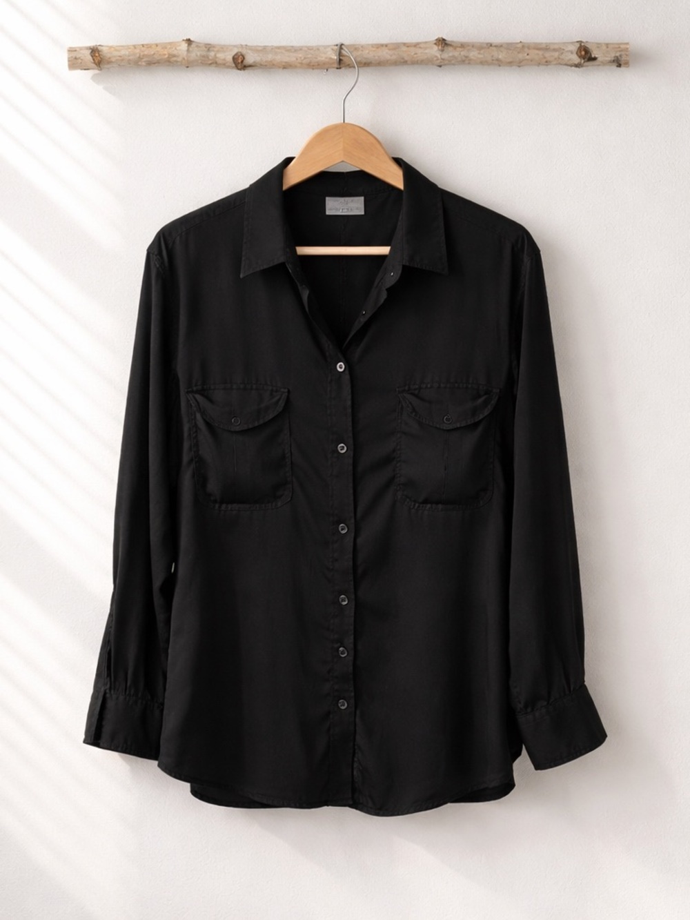 H&M Black Lyocell Button Down Shirt Jacket Size 12
